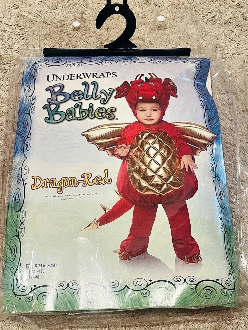 Underwraps Belly Babies Dragon Red Costume Red & Gold Baby 12-24M
